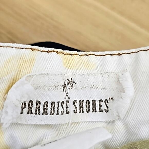 Paradise Shores Cream w/Gold Floral Print Shorts Zip & Button Closure Womens 6 - Picture 9 of 11